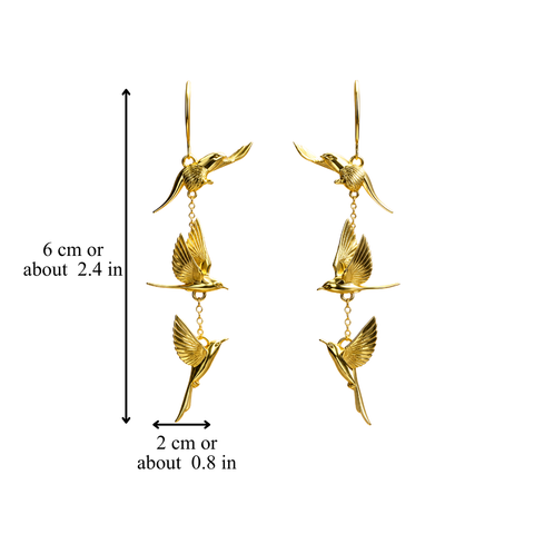 FLYING BIRD DANGLE EARRINGS (PAIR)