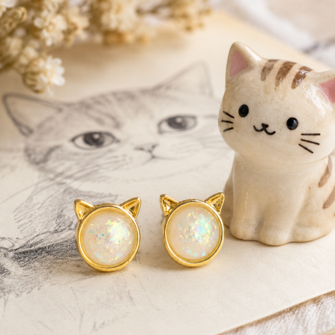 GOLD MINI CATS STUDS (PAIR)