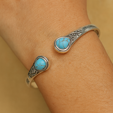 TURQUOISE BOHO BANGLE (ADJUSTABLE)