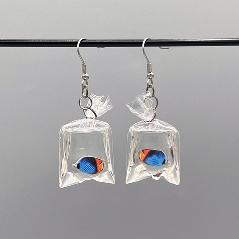 FISH IN BAG EARRINGS (PAIR)