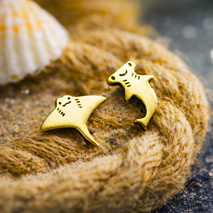 MISMATCHED MANTA-SHARK EARRINGS (PAIR)