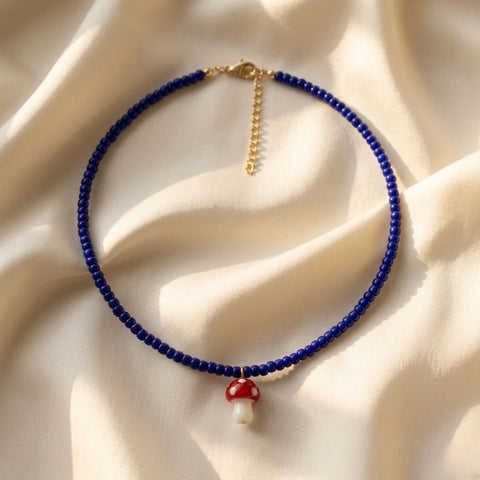 BEADED MUSHROOM NECKLACE