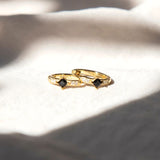 ONYX HUGGIE EARRINGS (PAIR)