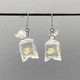 FISH IN BAG EARRINGS (PAIR)