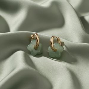 JADE FLOWER HOOPS (PAIR)