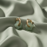 JADE FLOWER HOOPS (PAIR)