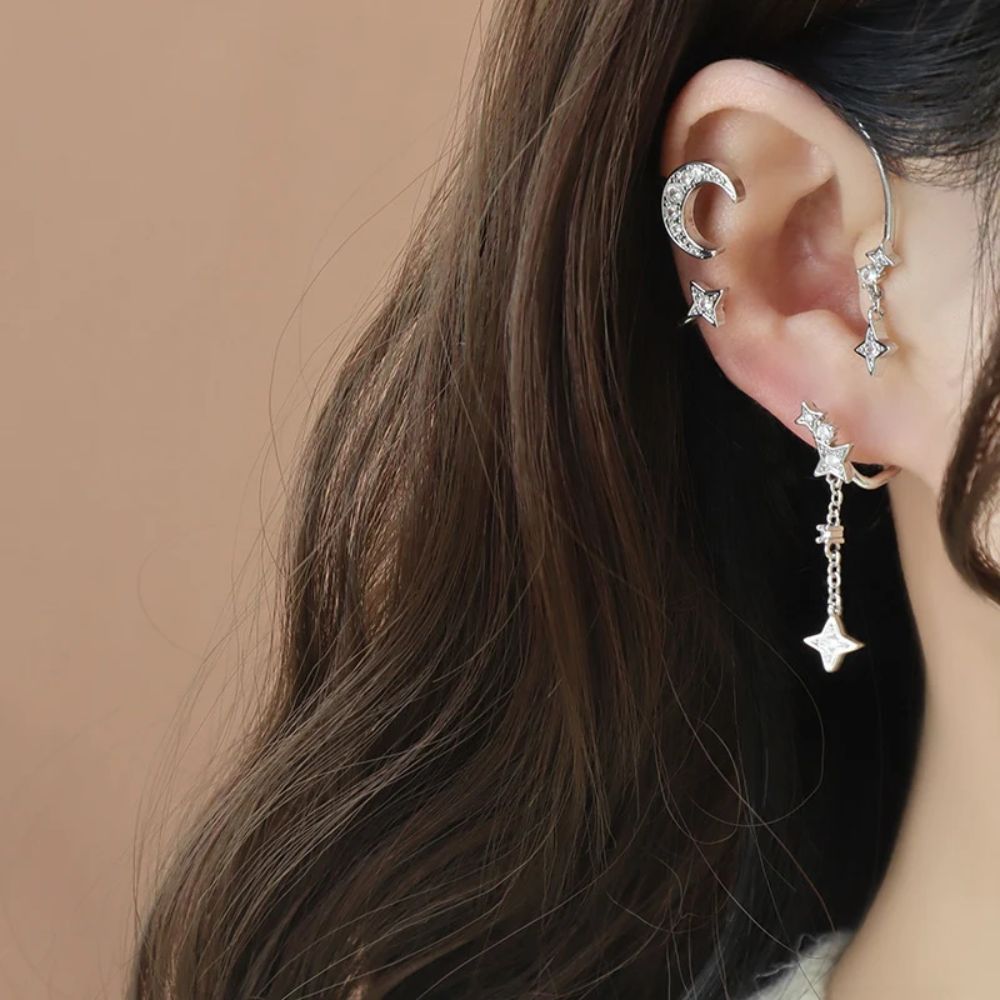 CELESTIAL MOON & STAR EAR CUFFS (PAIR)