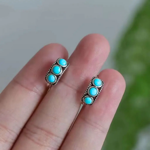 TURQUOISE HUGGIE HOOPS (PAIR)