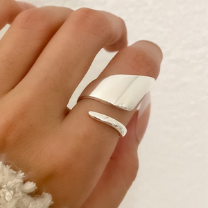 SCULPTED SILVER WRAP RING (ADJUSTABLE)