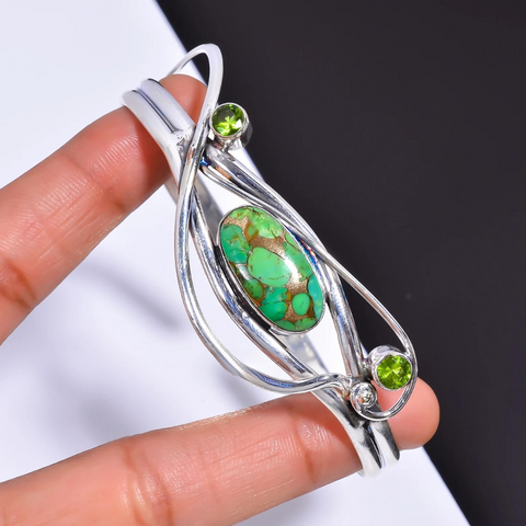 TURQUOISE WAVY BANGLE (ADJUSTABLE)