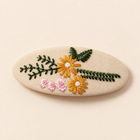 FLORAL EMBROIDERED HAIR CLIP