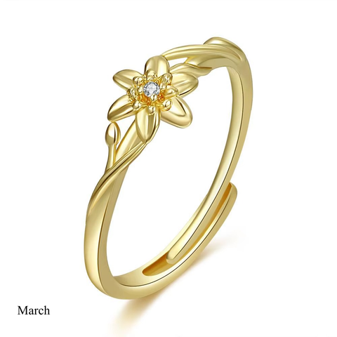 BIRTH FLOWER RING (ADJUSTABLE)