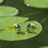 MOSS AGATE FROG EARRINGS (PAIR)