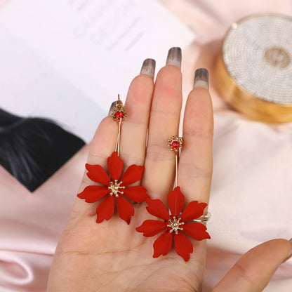 RED DAHLIA EARRINGS