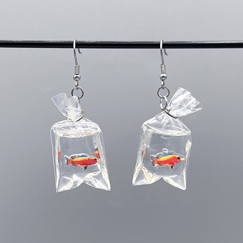 FISH IN BAG EARRINGS (PAIR)