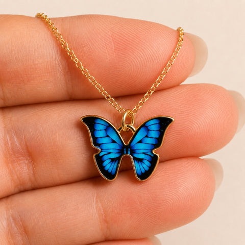 BLUE MORPHO BUTTERFLY NECKLACE