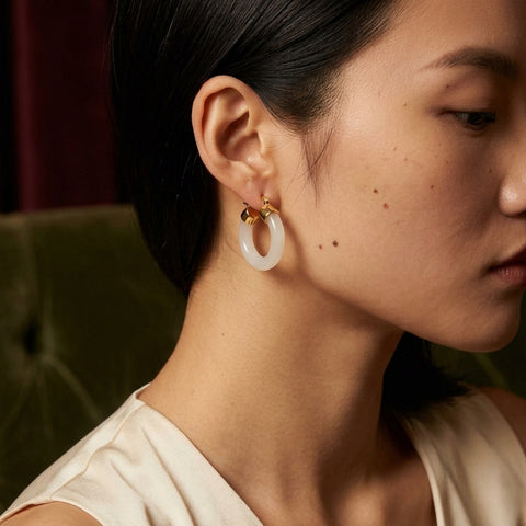 LARGE JADE HOOPS (PAIR)