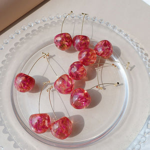 PINK CHERRY EARRINGS (PAIR)