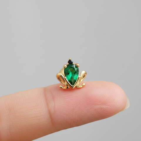 MOSS AGATE FROG EARRINGS (PAIR)