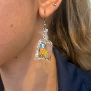 FISH IN BAG EARRINGS (PAIR)
