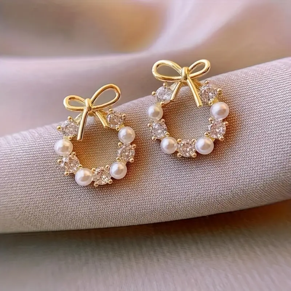 PEARL BOWKNOT EARRINGS (PAIR)