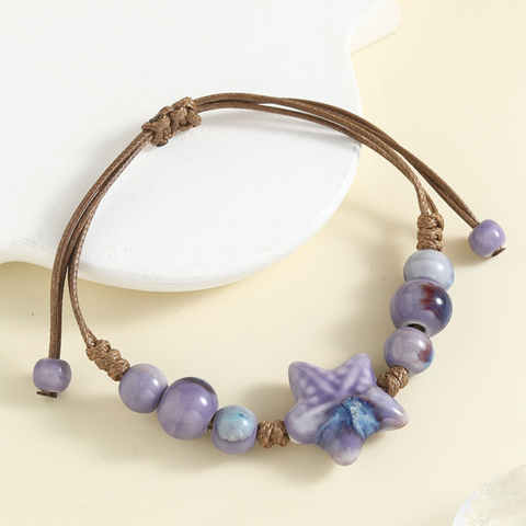 CERAMIC BEADED STAR BRACELET (ADJUSTABLE)