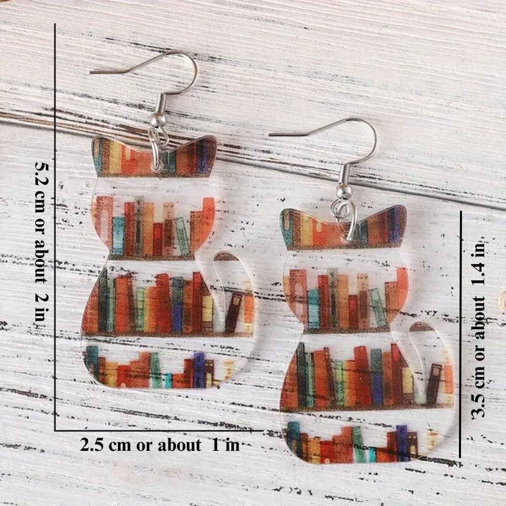 BOOK LOVER CAT EARRINGS (PAIR)