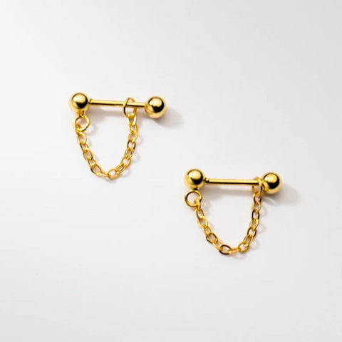 LINK CHAIN HELIX EARRINGS (PAIR)