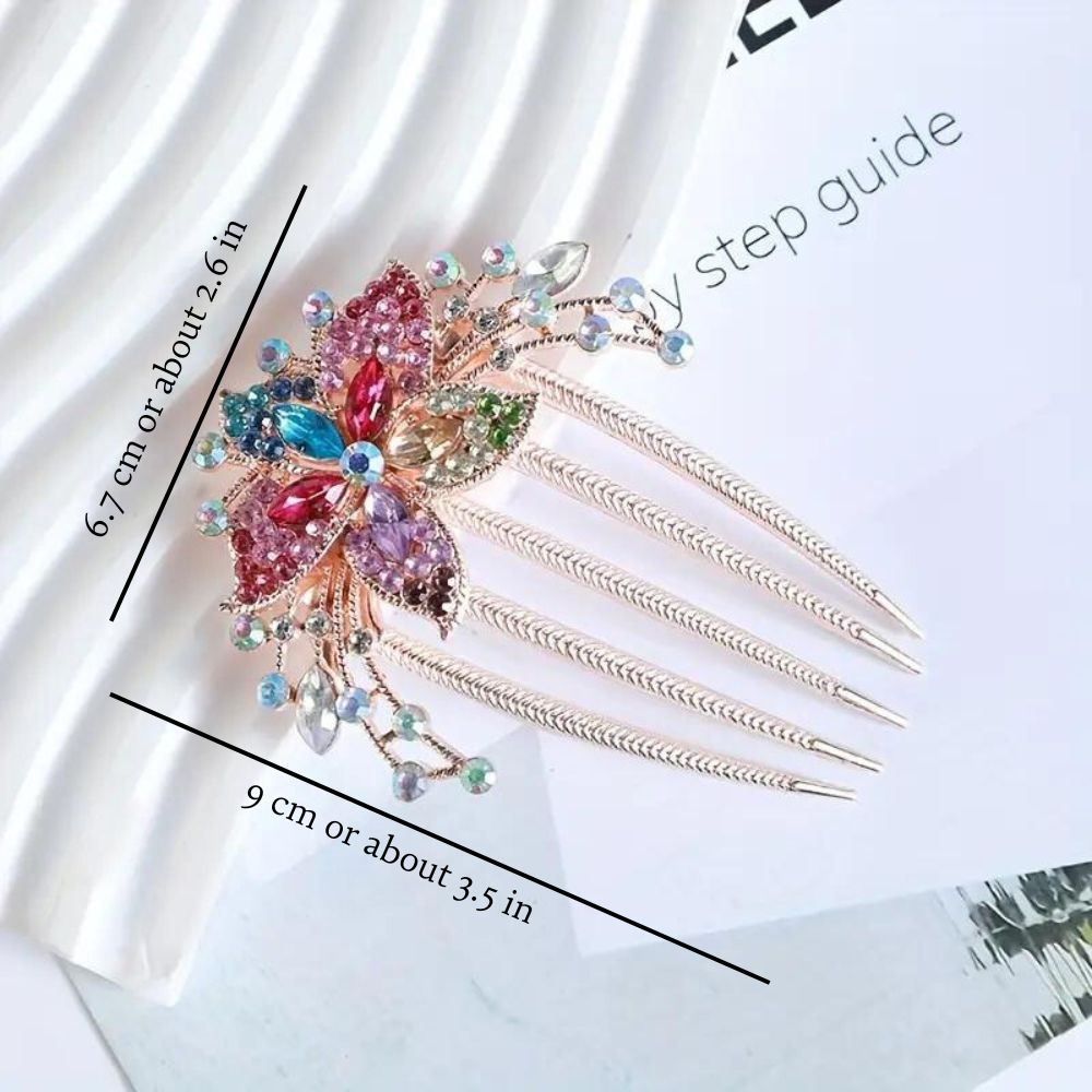 FLORAL RHINESTONES HAIRPIN