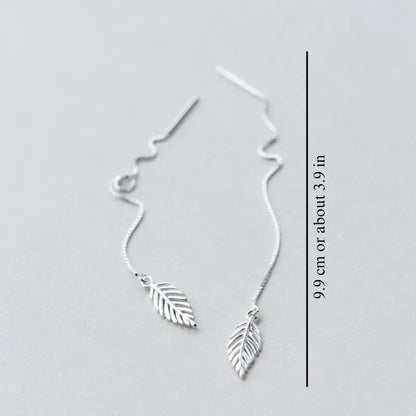 LEAF TASSEL THREADER EARRINGS (PAIR)