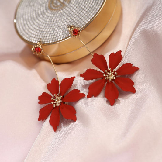 RED DAHLIA EARRINGS