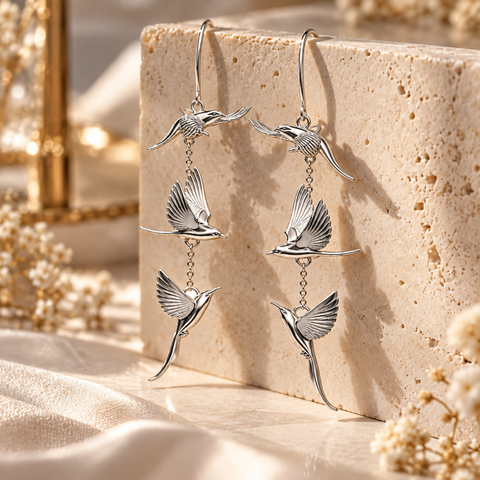 FLYING BIRD DANGLE EARRINGS (PAIR)