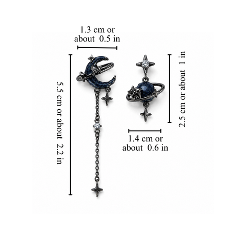 ASYMMETRIC MOON PLANET EARRINGS (PAIR)