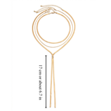 LONG Y HERRINGBONE NECKLACE
