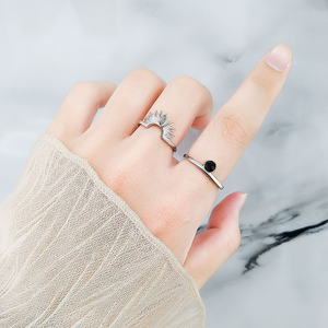 SUN AND ONYX RING (ADJUSTABLE)