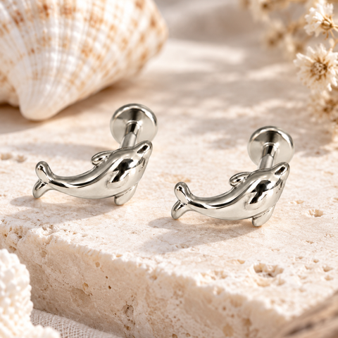 TINY DOLPHIN STUDS (PAIR)