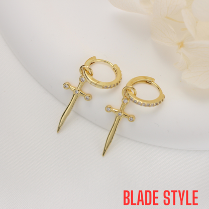 DAGGER CROSS EARRINGS (PAIR)