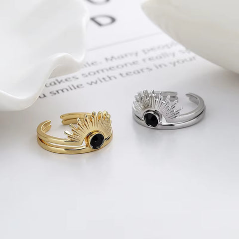 SUN AND ONYX RING (ADJUSTABLE)