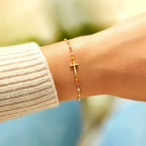 GOLDEN CROSS BRACELET (ADJUSTABLE)