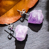 RAW AMETHYST EARRINGS (PAIR)