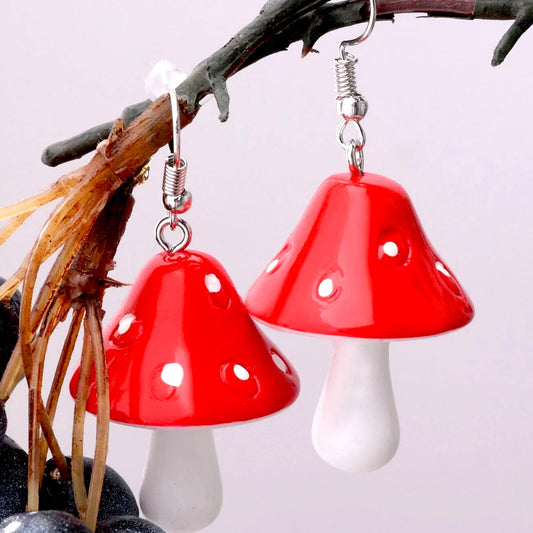 RED MUSHROOM EARRINGS (PAIR)