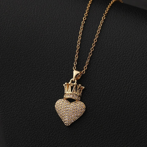 ICED HEART CROWN NECKLACE