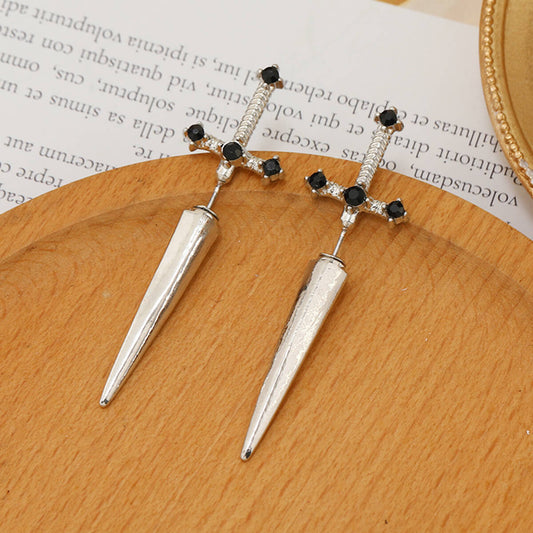 GOTHIC SWORD EARRINGS SILVER