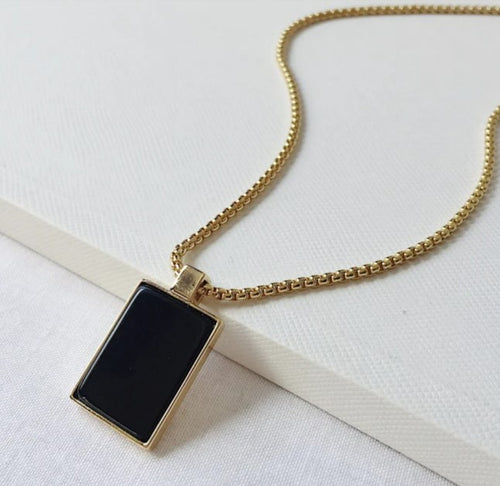 BLACK ONYX RECTANGLE NECKLACE