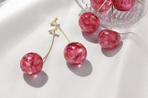 PINK CHERRY EARRINGS (PAIR)