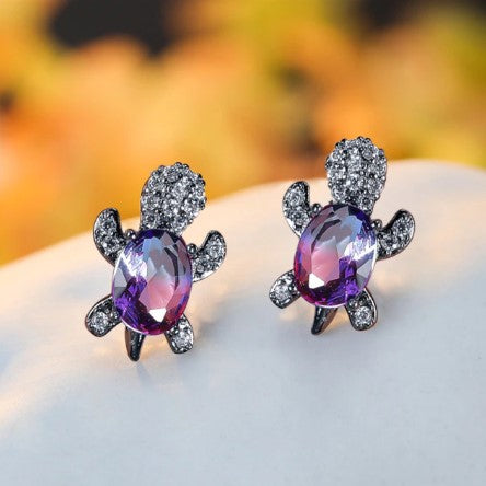 TURTLE GEM EARRINGS (PAIR)