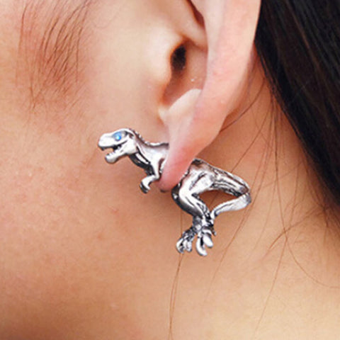 3D Realistic T-Rex Earring Silver