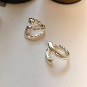 SILVER HOLLOW RING SET (ADJUSTABLE)